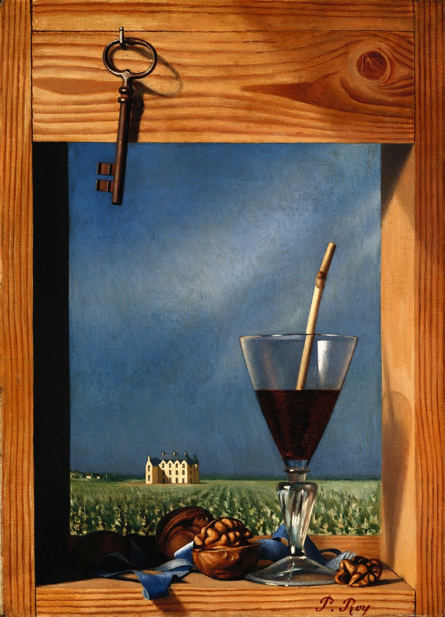 Bicchiere di vino davanti a un castello; Verre de vin devant un chateau da Pierre Roy