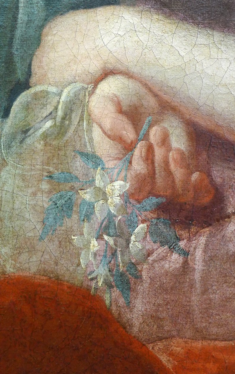 Mano di una giovane donna che tiene un ramo fiorito (dettaglio) da Pierre Subleyras