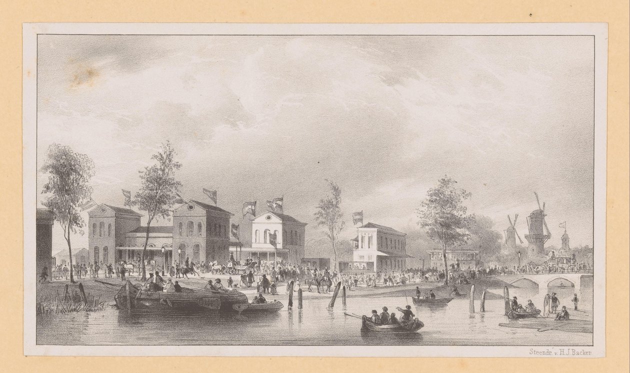 Edifici della stazione ferroviaria del Reno ad Amsterdam da Pierre Tetar van Elven (possibly)