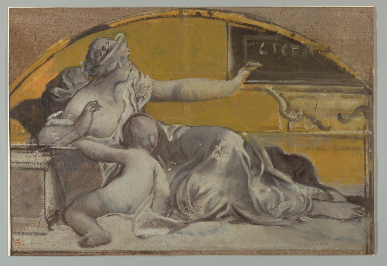 Disegno, Studio per timpano in onore di Cicerone, fine XIX secolo da Pierre Victor Galland