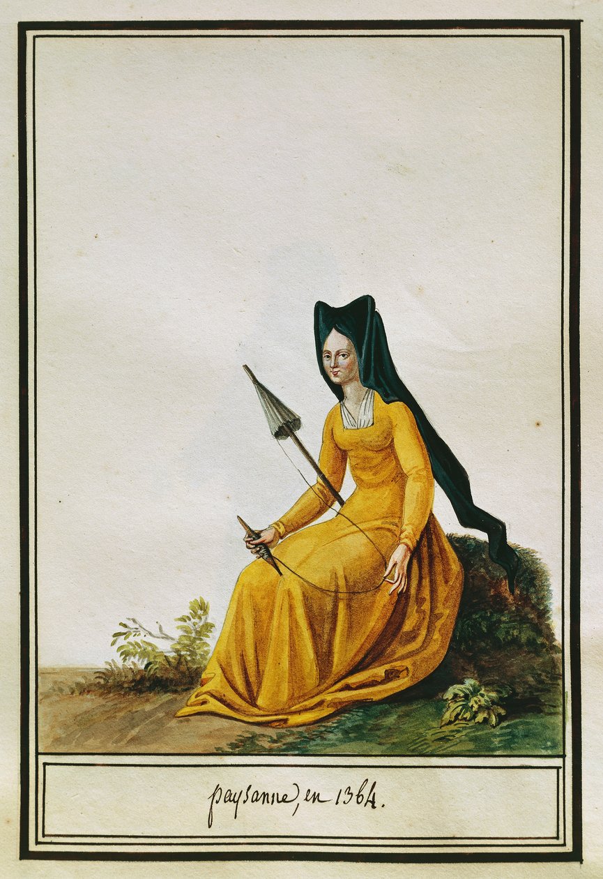 Contadina francese che fila da Pierre de La Mesangere