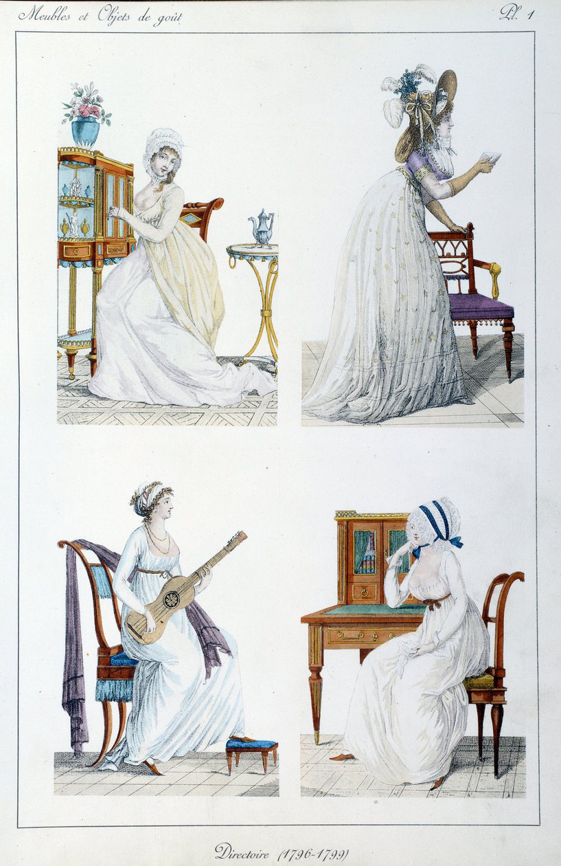 Ritratti di donne del periodo del Direttorio impegnate in varie attività artistiche e sociali. Tavola tratta dalla collezione 