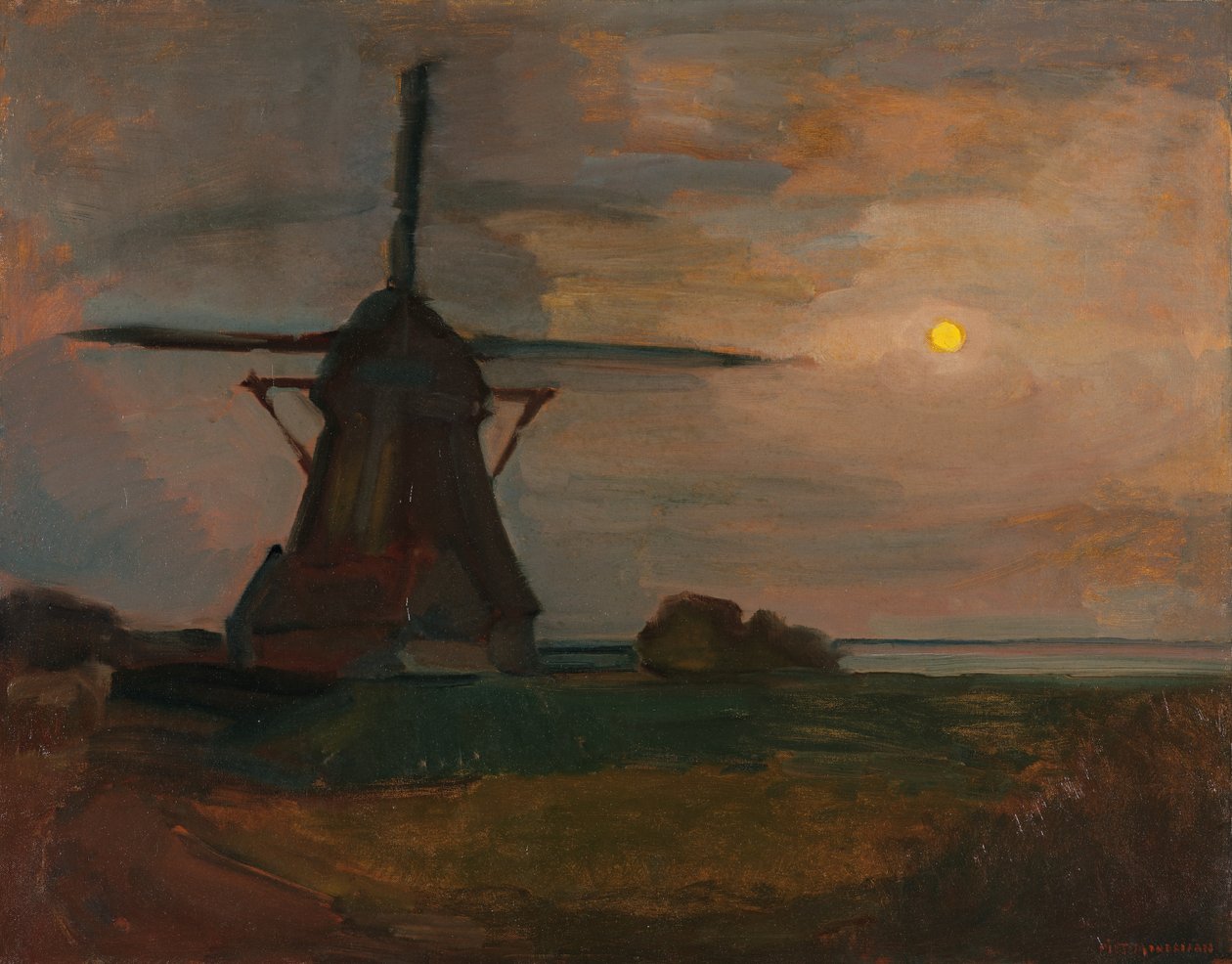 Mulino di Oostzijdse al chiaro di luna, c.1907 da Piet Mondrian
