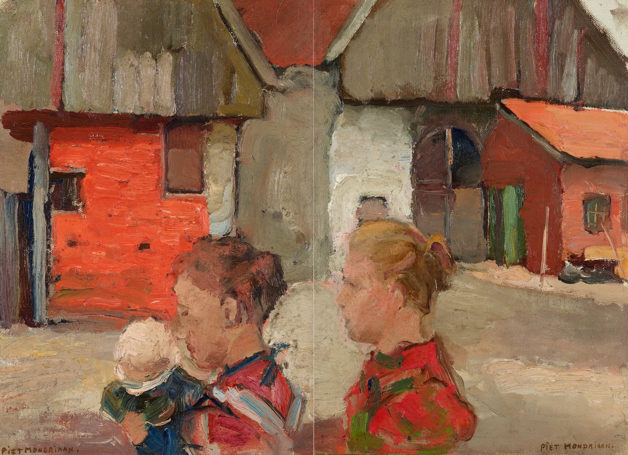 Guglie posteriori di edifici agricoli con figure, 1898-99 da Piet Mondrian