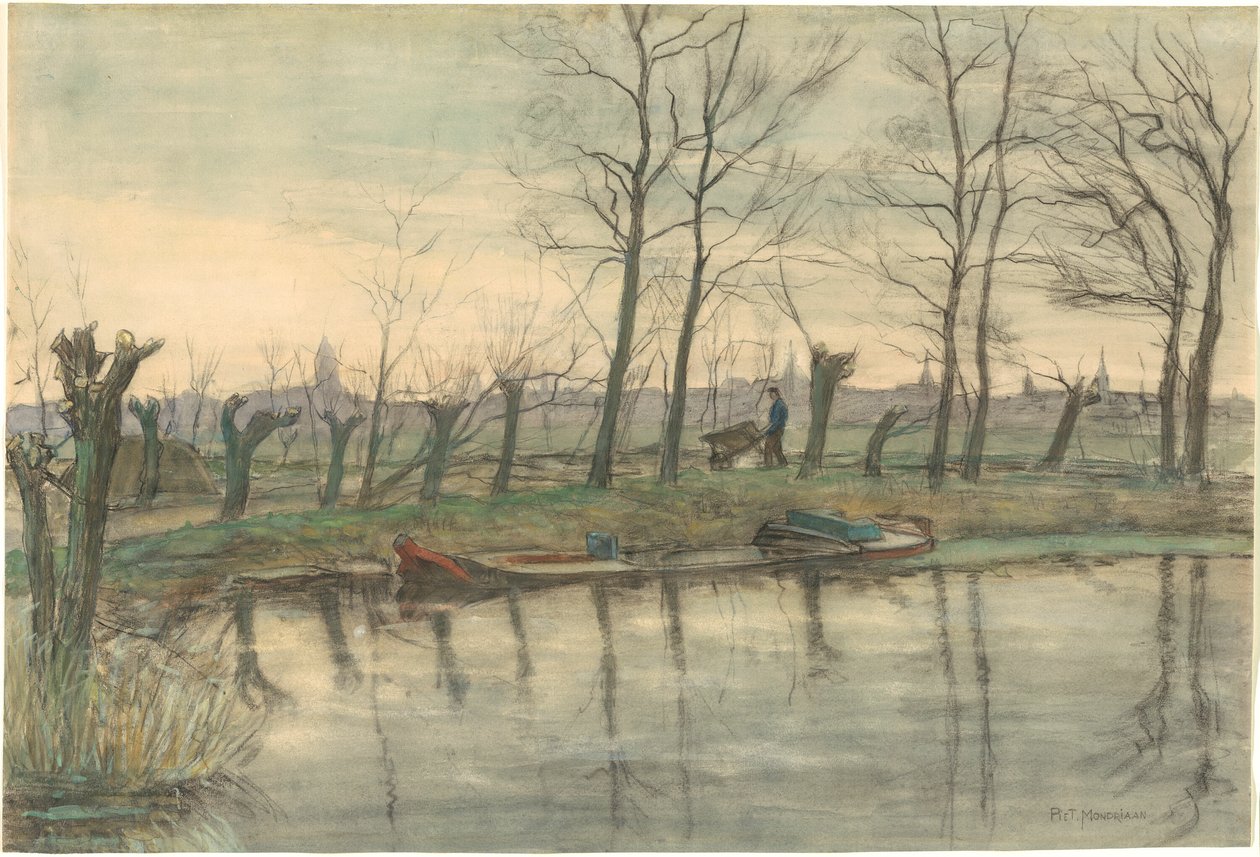 Skyline di Amsterdam vista da ovest da Piet Mondrian