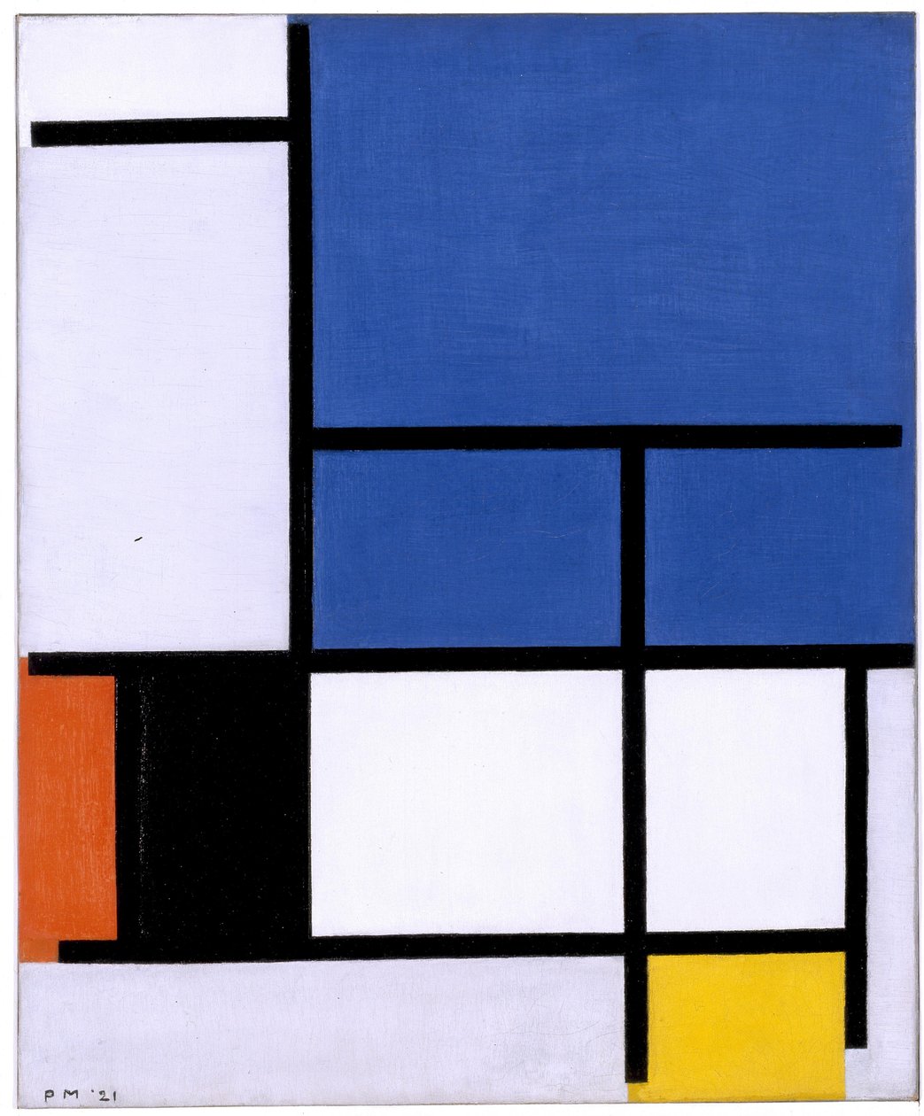 Composizione con grande piano blu, rosso, nero, giallo e grigio da Piet Mondrian