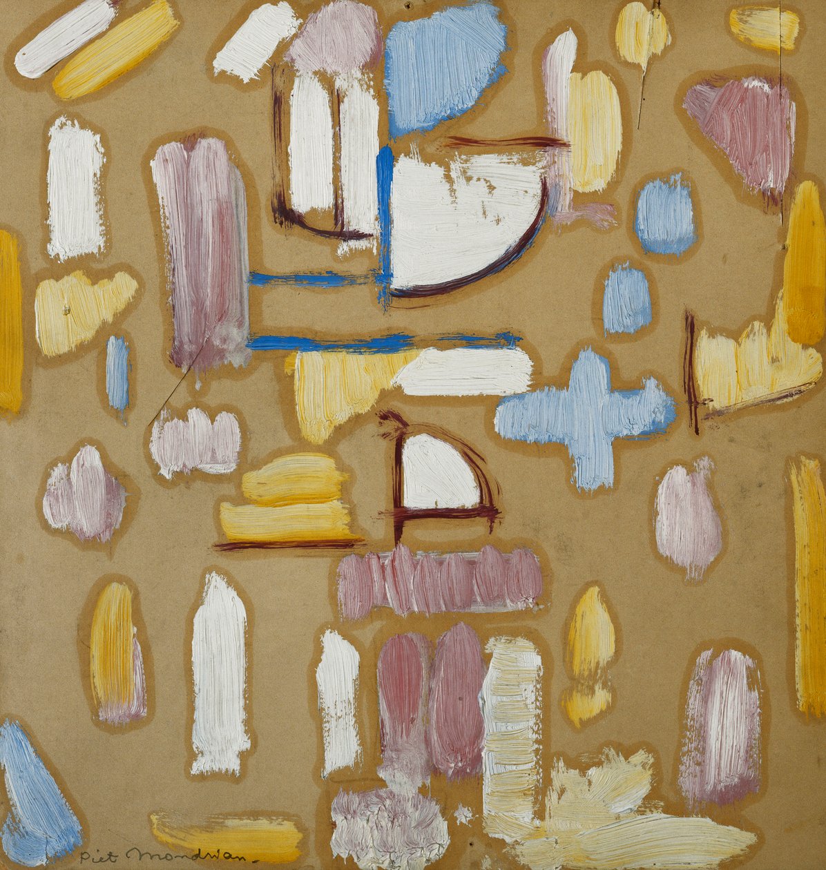 Composizione con rosa, blu, giallo e bianco (facciata della chiesa) da Piet Mondrian