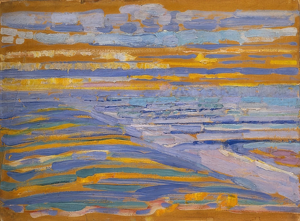 Dune con spiaggia e molo, Domburg da Piet Mondrian
