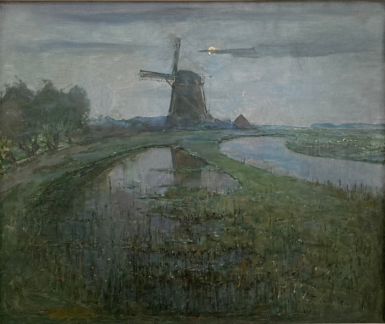 Mulino Eastside lungo il fiume Gein al chiaro di luna da Piet Mondrian