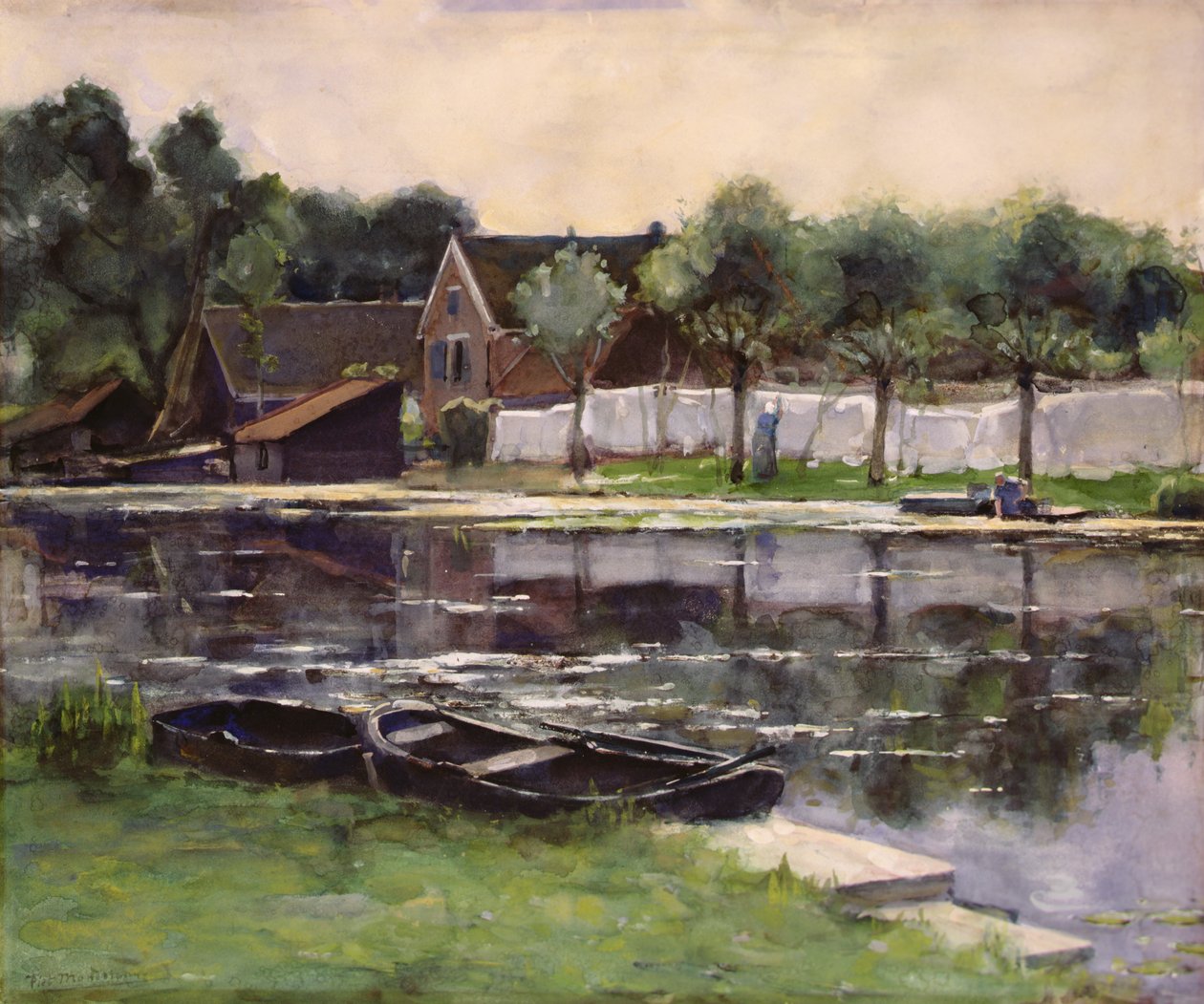 Mogli di contadini con bucato al confine di un fiume da Piet Mondrian