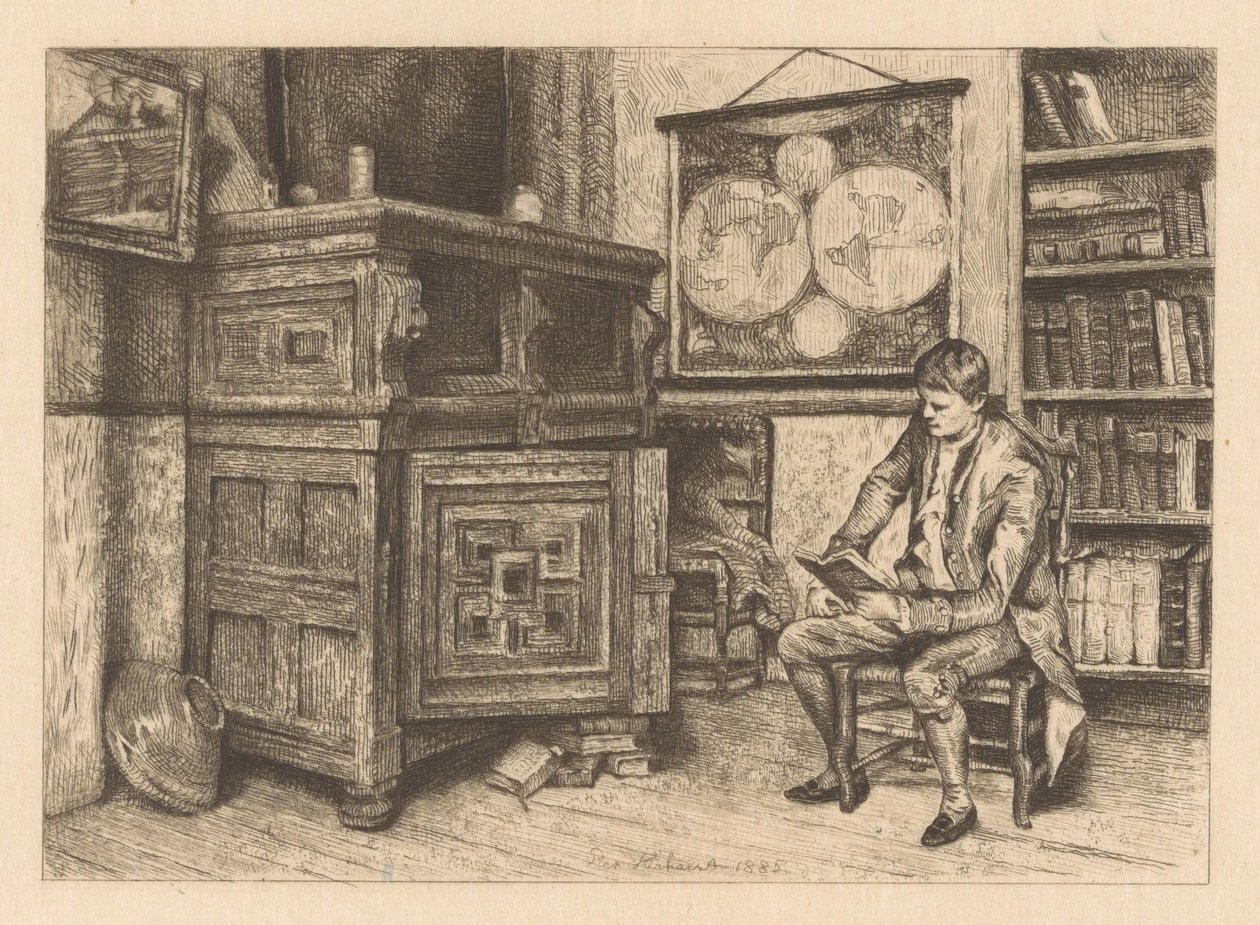 Uomo che legge in un interno da Piet Verhaert