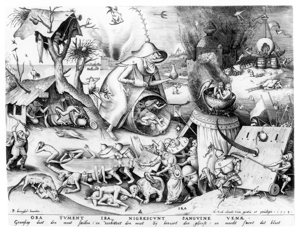 Ira, dalla serie dei Sette Peccati Capitali, inciso da Pieter van der Heyden e pubblicato da Hieronymus Cock, 1558 da Pieter Bruegel the Elder
