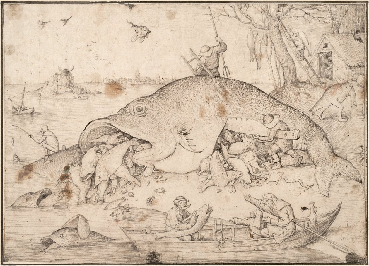 Pesci grandi mangiano pesci piccoli, 1556 da Pieter Bruegel the Elder