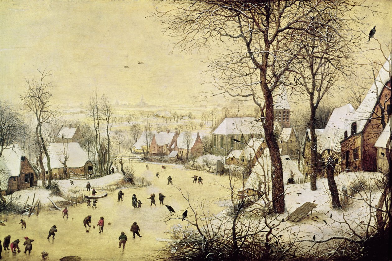 Paesaggio invernale con pattinatori e una trappola per uccelli, 1565 da Pieter Bruegel the Elder