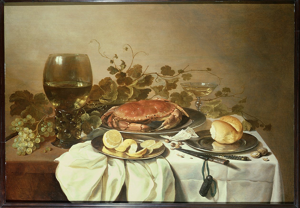 Natura morta con roemer e un granchio da Pieter Claesz