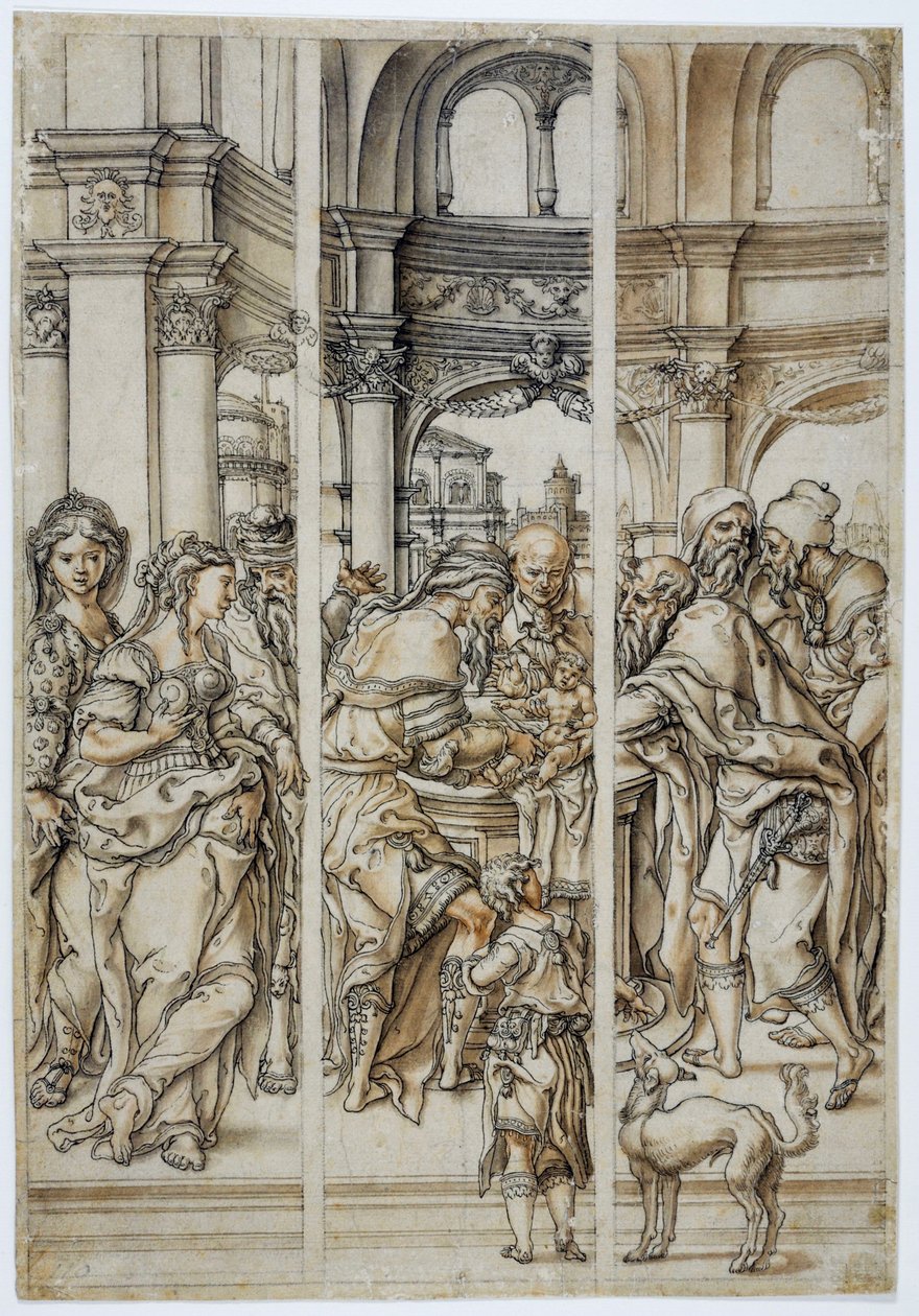 La circoncisione di Cristo, disegno per una vetrata da Pieter Coecke van Aelst