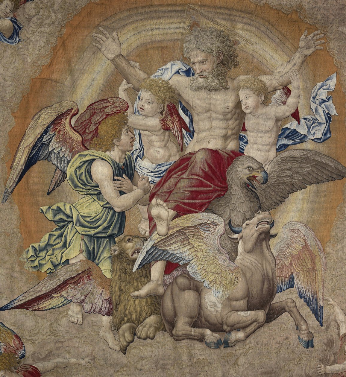 Dio Padre con i Simboli dei Quattro Apostoli (Tetramorfo), Conosciuto come La Trinità da Pieter Coecke van Aelst