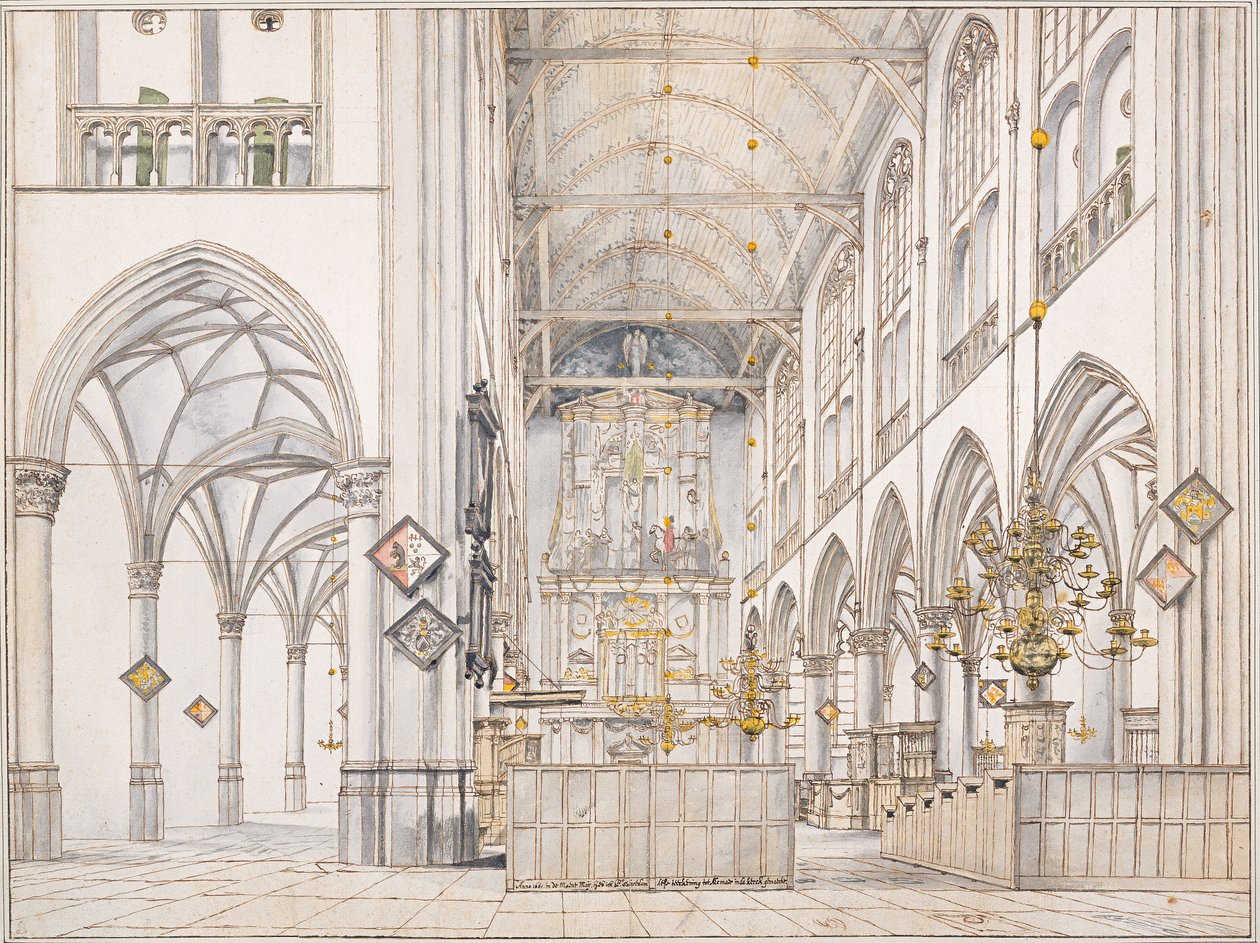 Interno della Chiesa di San Lorenzo (Groote Kerk o Grande Chiesa) ad Alkmaar, 1661 da Pieter Janszoon Saenredam