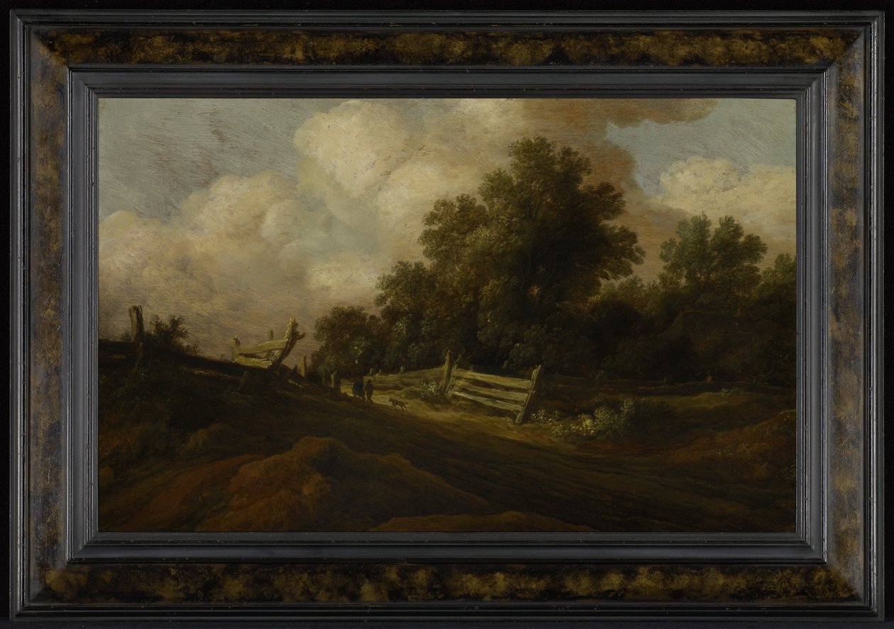 Paesaggio con due figure e un cane da Pieter Molyn