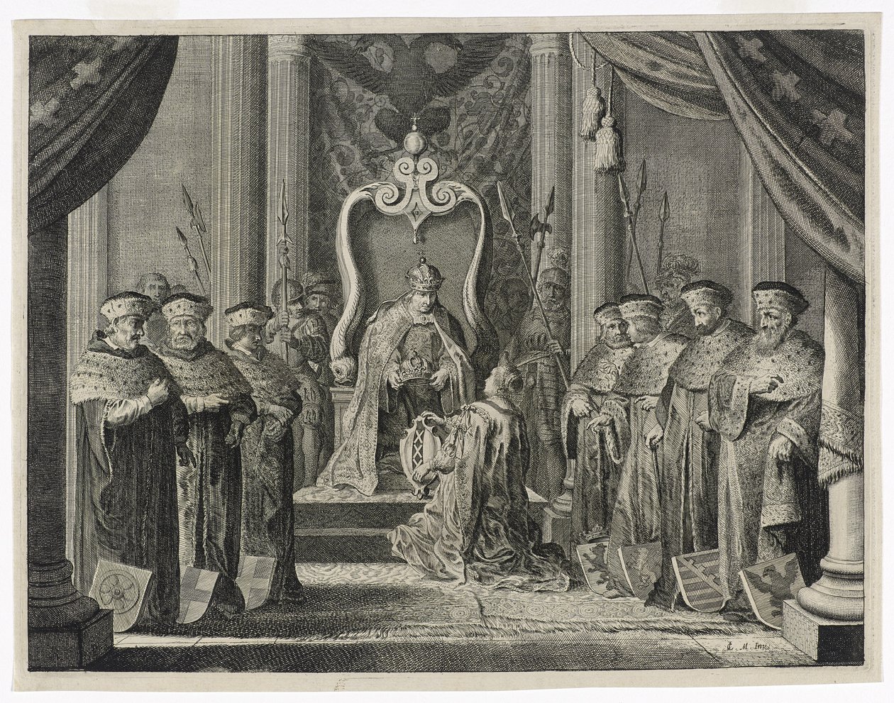 Donazione della corona imperiale alla città di Amsterdam, 1638 da Pieter Nolpe