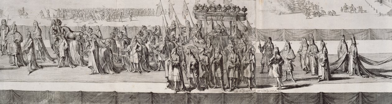 Il corteo funebre della regina Maria II (1662-94) (dettaglio) della bara, inciso da Romeyn de Hooge (1645-1708) 1695 da Pieter Persoy