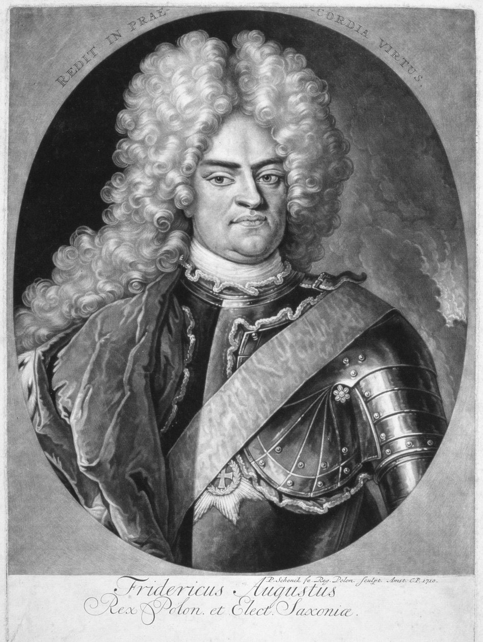 Augusto II (1670-1733) Re di Polonia, 1710 da Pieter Schenk