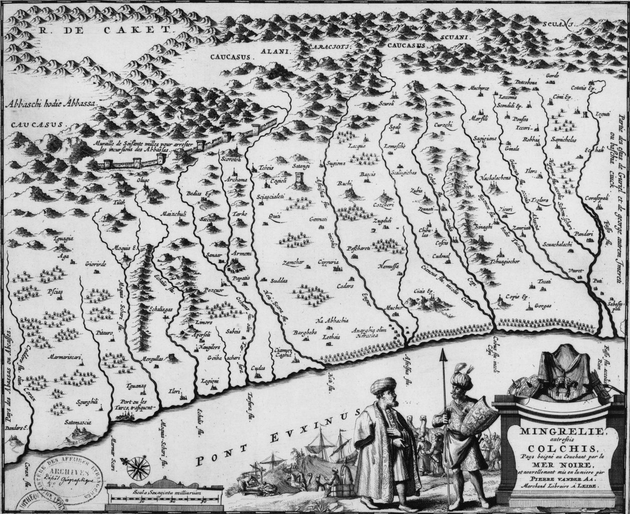 Mappa di Colchide (1714) - mostra la più antica rappresentazione conosciuta del muro da Pieter Van der Aa