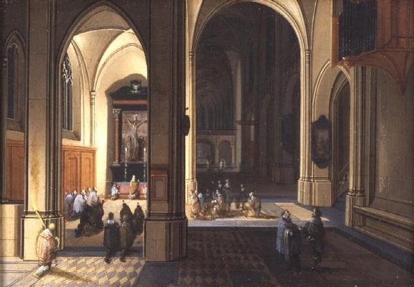 Interno di una chiesa gotica da Pieter the Elder Neeffs