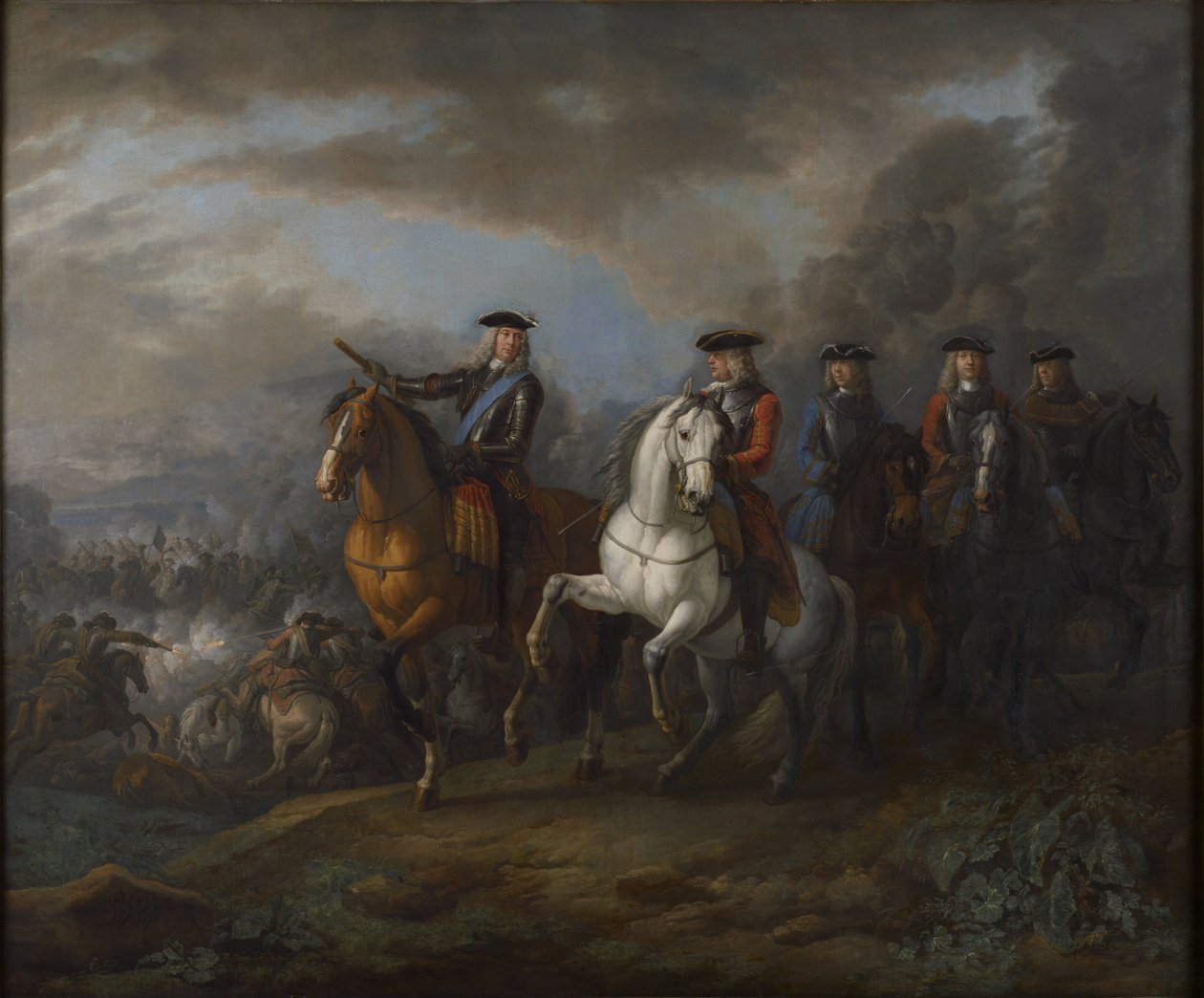 Ritratto del Duca di Marlborough e del Conte di Cadogan, generale britannico, a Blenheim da Pieter van Bloemen