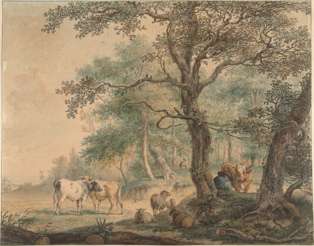 Paesaggio con due pastori e il loro bestiame da Pieter van Os