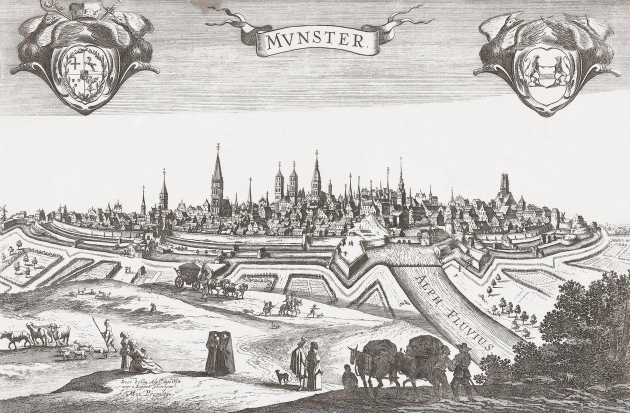 Panorama di Munster, Germania da Pieter (after) Nolpe