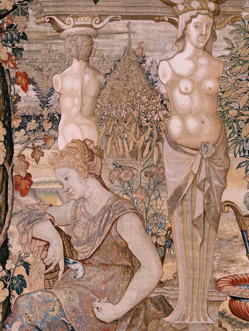 Serie Vertumno e Pomona. Vertumno trasformato in una vecchia. Sesto arazzo della serie. Modello Circolo di Pieter Coecke van Aelst. Manifattura Wilhelm Pannemaker, Bruxelles. Ca 1545-1550 da Pieter (circle of) Coecke van Aelst