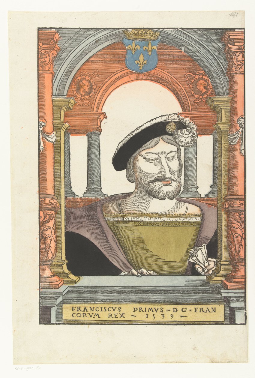 Ritratto di Francesco I, Re di Francia, Duca di Bretagna e Conte di Provenza da Pieter (circle of) Coecke van Aelst