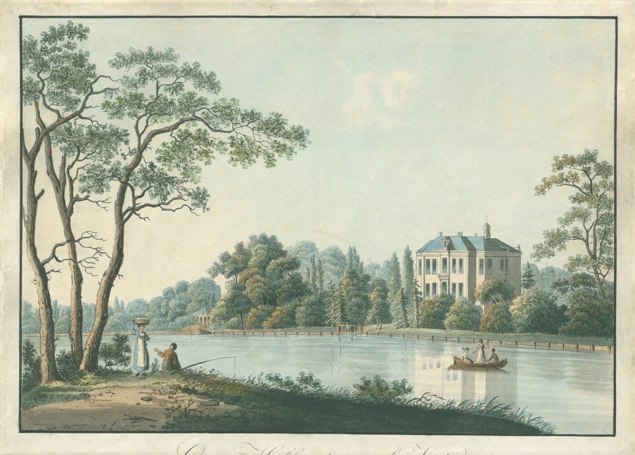 Veduta della casa Over Holland con padiglione da tè sulla Vecht a Nieuwersluis da Pieter Bartholomeusz. Barbiers