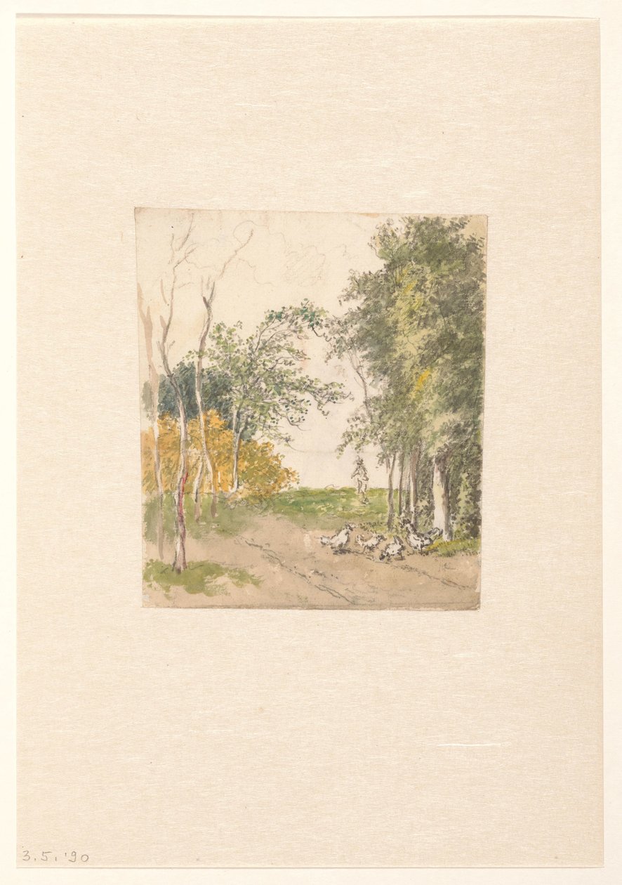 Paesaggio con galline lungo la strada da Pieter Bartholomeusz. Barbiers