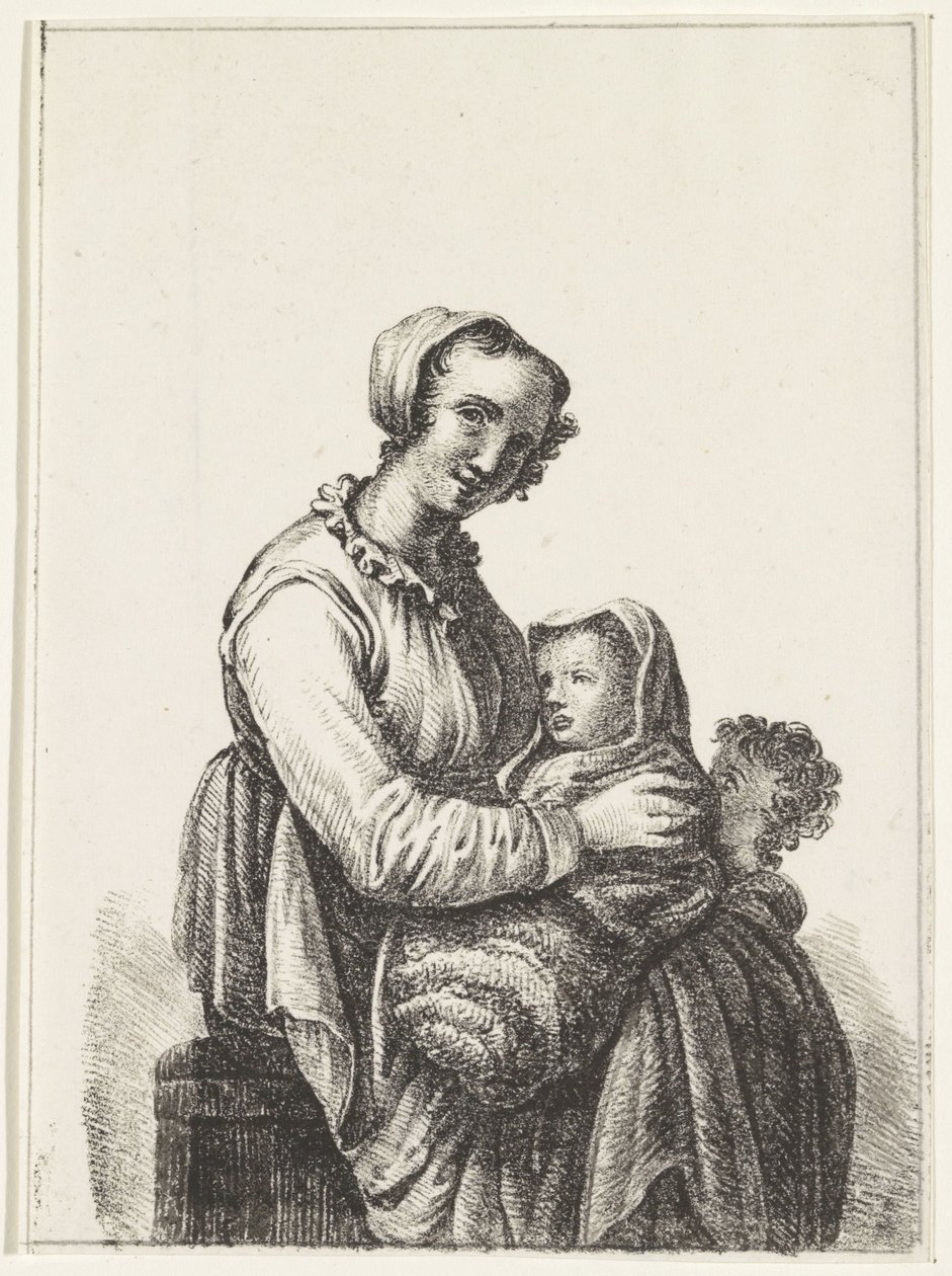 Madre con bambino e neonato da Pieter Bartholomeusz. Barbiers