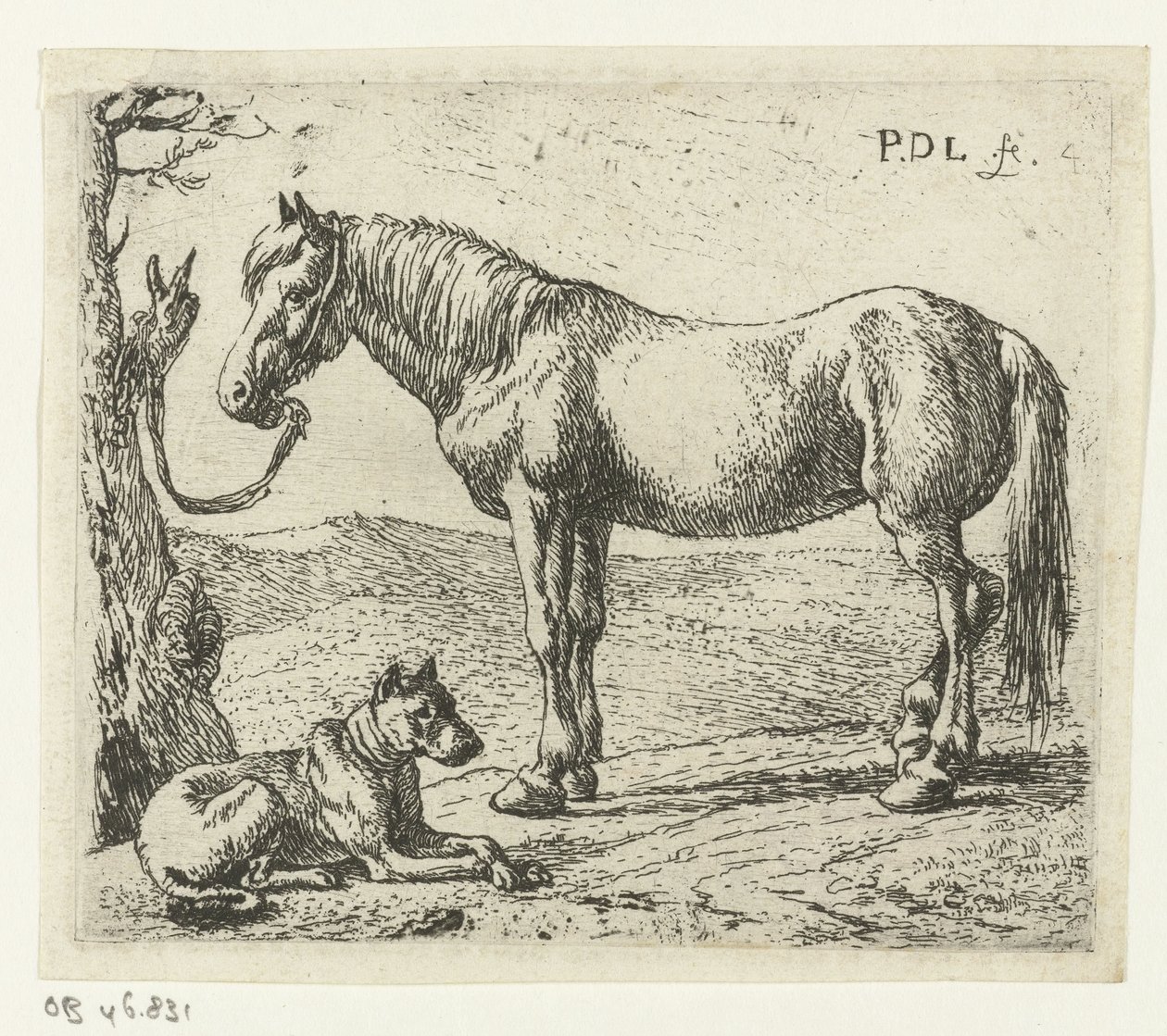 Cavallo e cane in un prato da Pieter Bodding van Laer