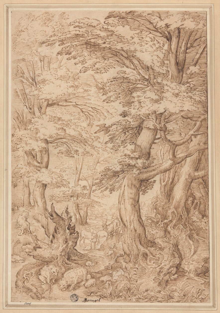 Paesaggio forestale con animali selvatici da Pieter Bruegel the Elder
