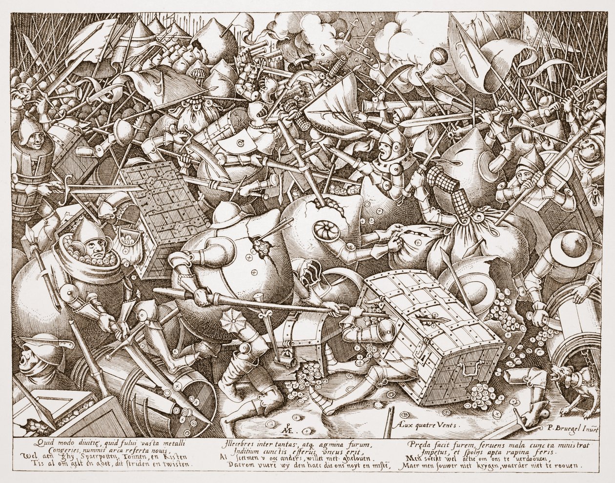 La battaglia per il denaro, inciso da Pieter van der Heyden, dopo il 1570 da Pieter Bruegel the Elder