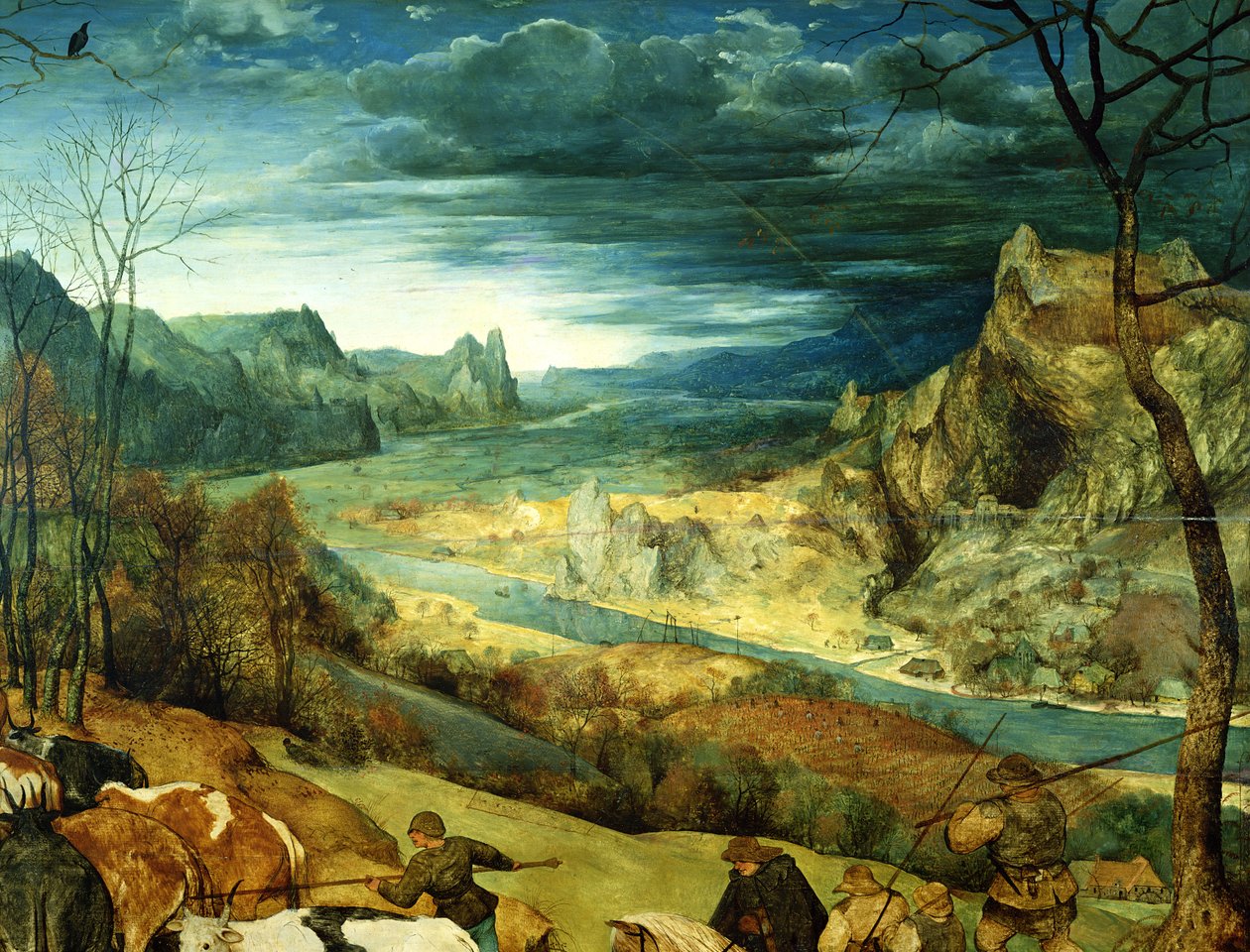 Il ritorno del gregge, Autunno, 1565 (dettaglio) da Pieter Bruegel the Elder