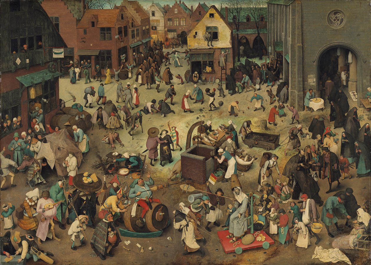 Tedesco: Kampf zwischen Fasching und Fasten La lotta tra il Carnevale e la Quaresima da Pieter Brueghel the Elder