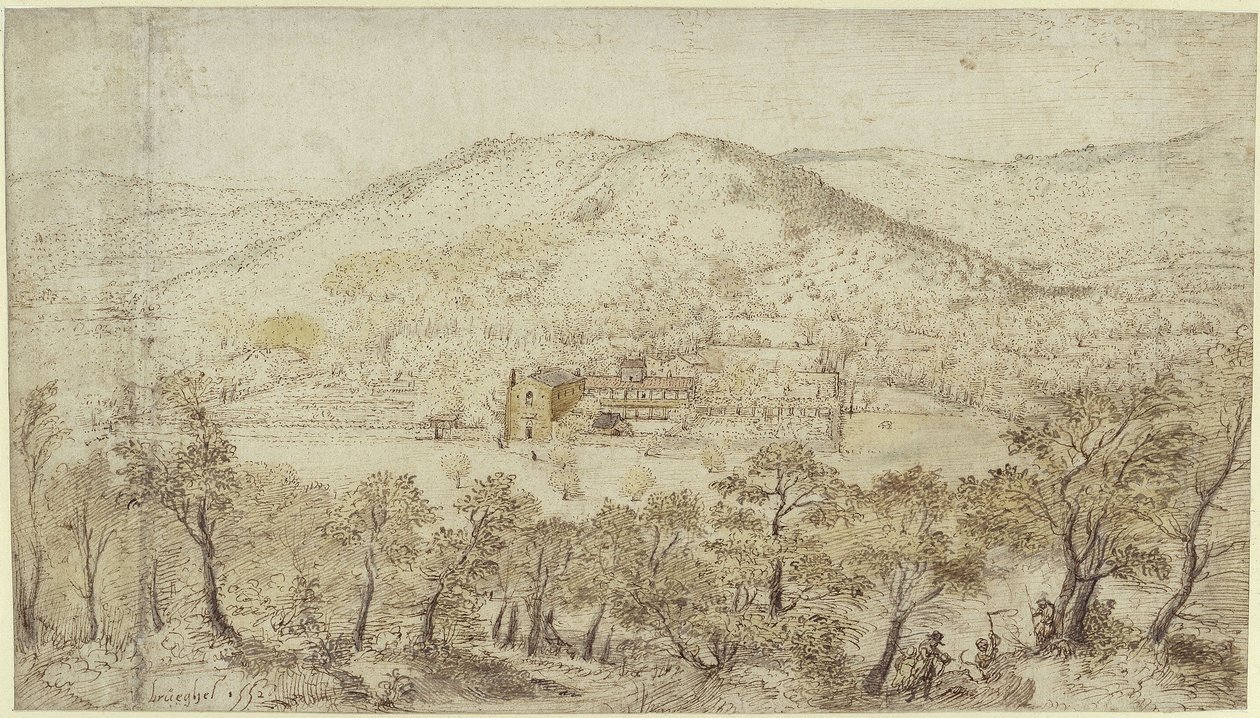 Paesaggio collinare meridionale con edifici conventuali da Pieter Brueghel the Elder