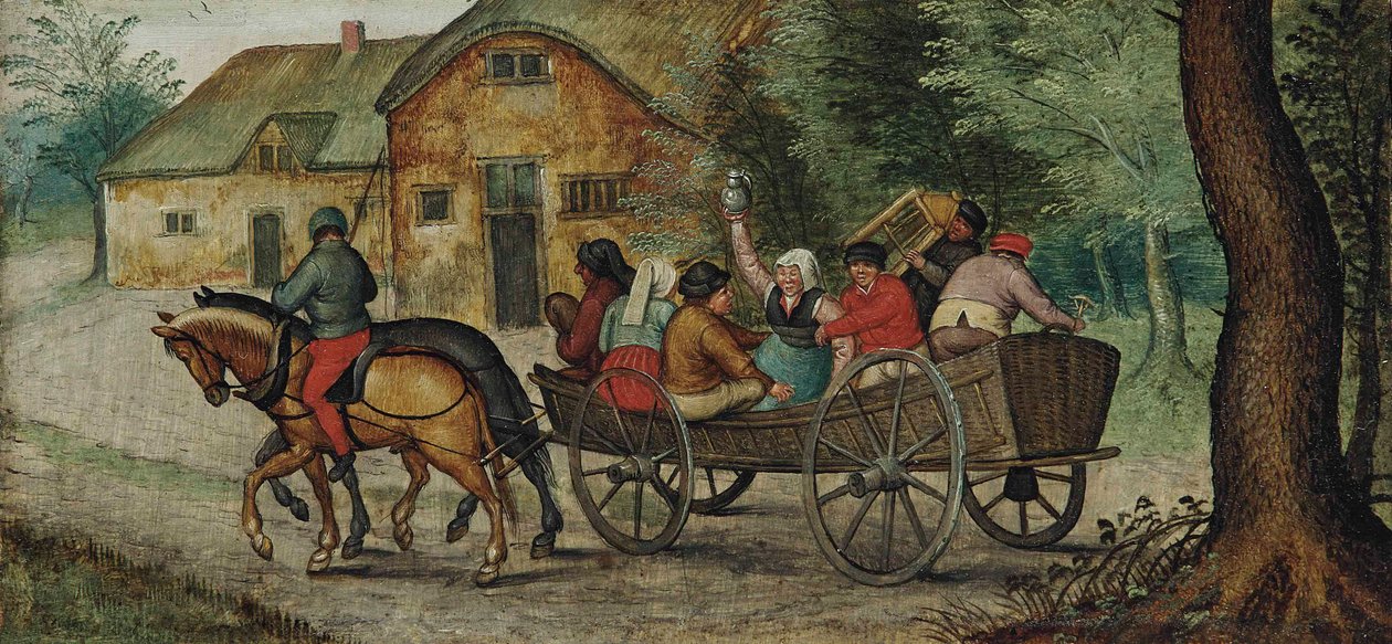Olandese: Contadini in un carro Contadini in un carro aperto da Pieter Brueghel the Younger