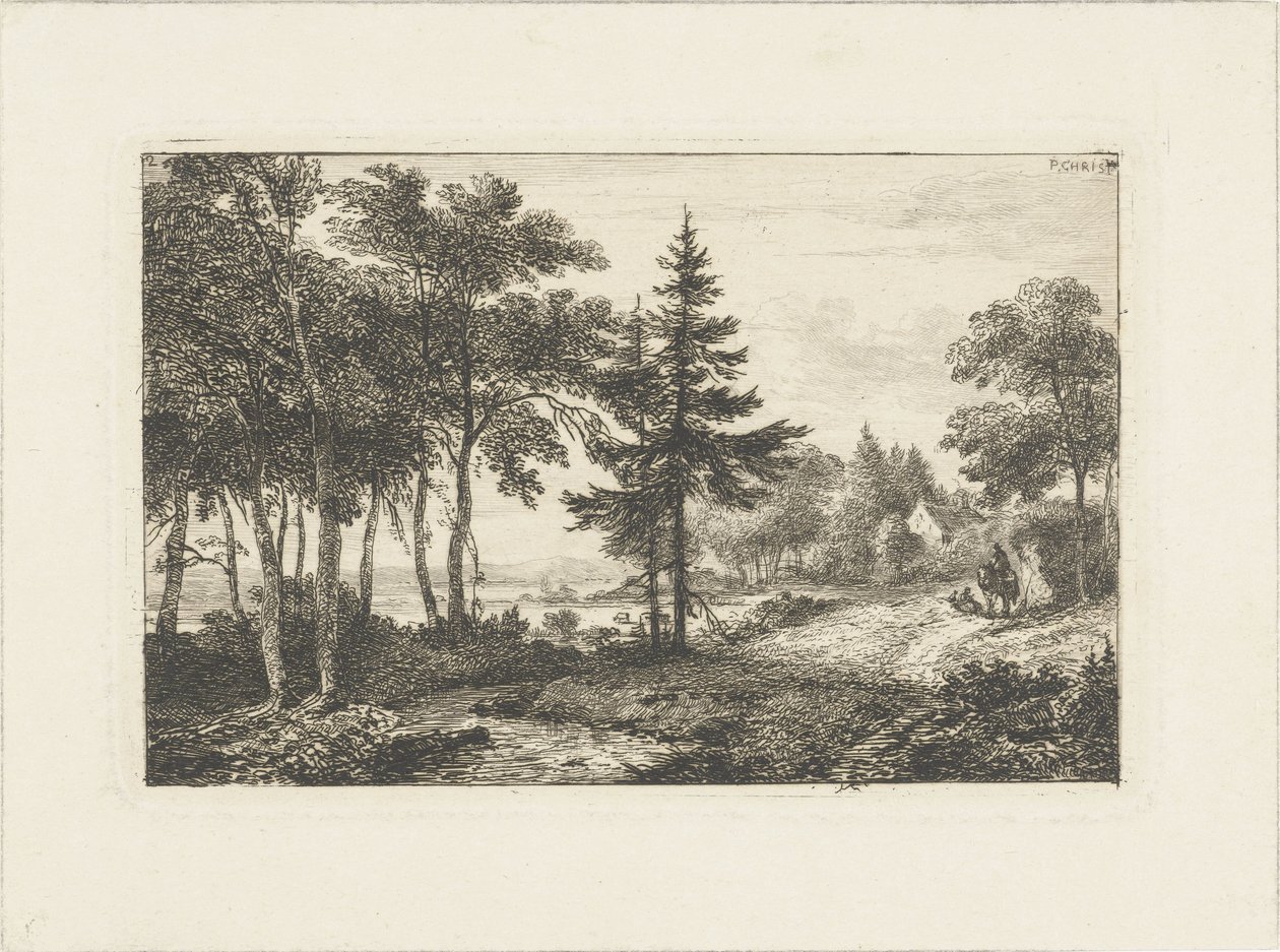 Paesaggio con pino e cavaliere da Pieter Casper Christ