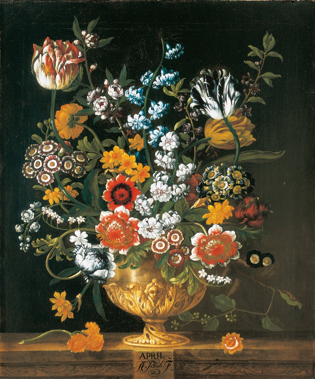 Aprile, dai Dodici Mesi di Fiori, un calendario floreale di nature morte da Pieter Casteels