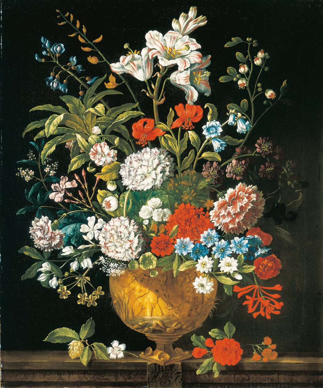 Luglio, dai Dodici Mesi di Fiori, un calendario floreale di nature morte da Pieter Casteels