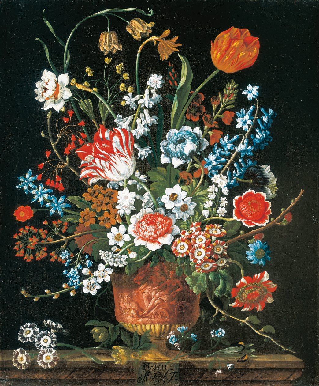 Marzo, dai Dodici Mesi di Fiori, un calendario floreale di nature morte da Pieter Casteels