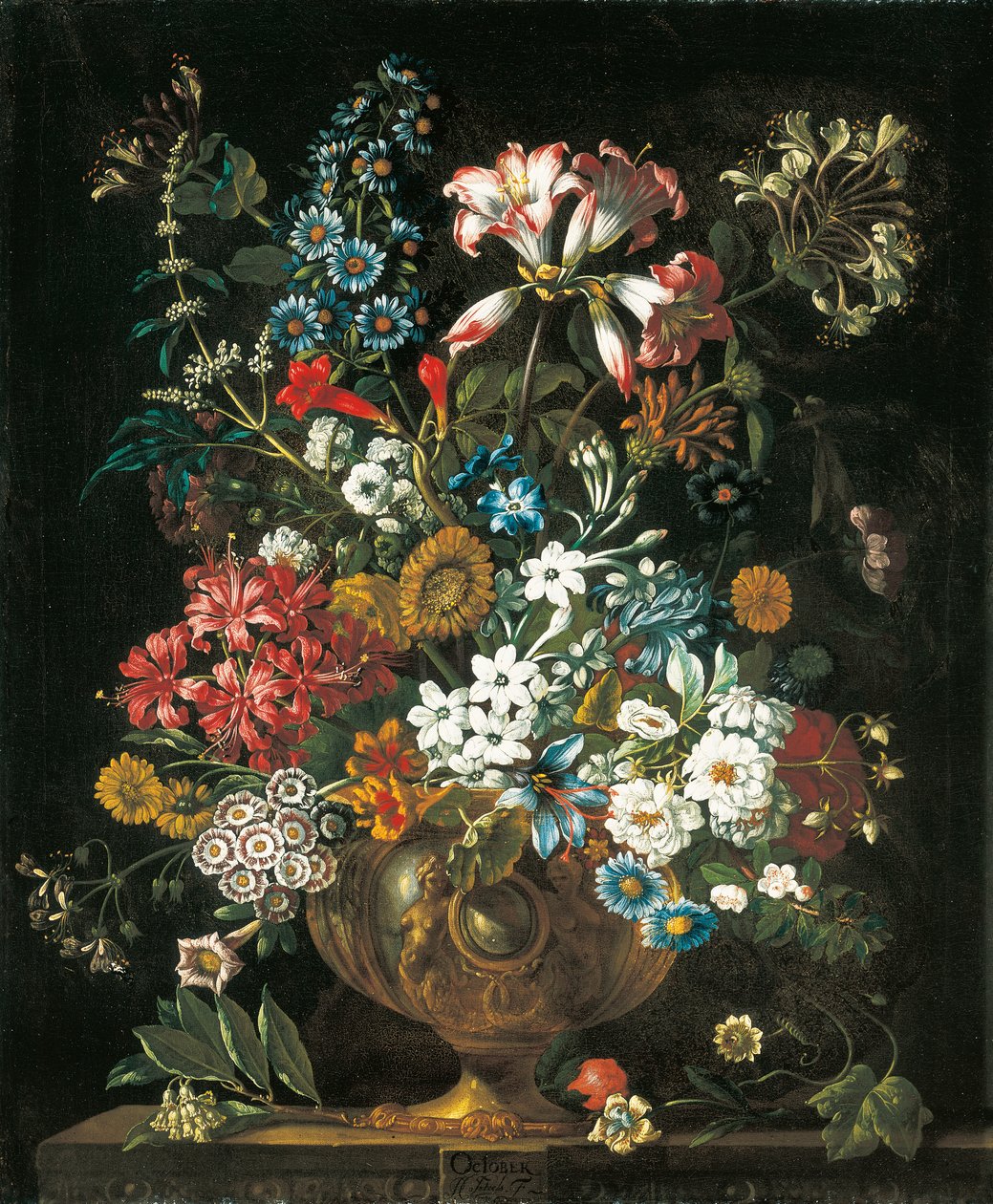 Ottobre, dai Dodici Mesi di Fiori, un calendario floreale di nature morte da Pieter Casteels