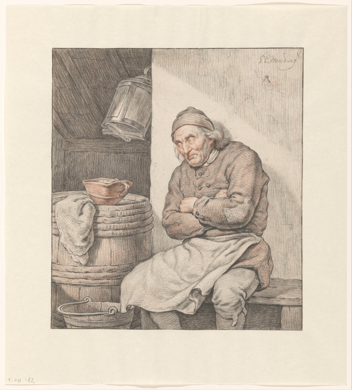 Uomo seduto e addormentato da Pieter Christoffel Wonder
