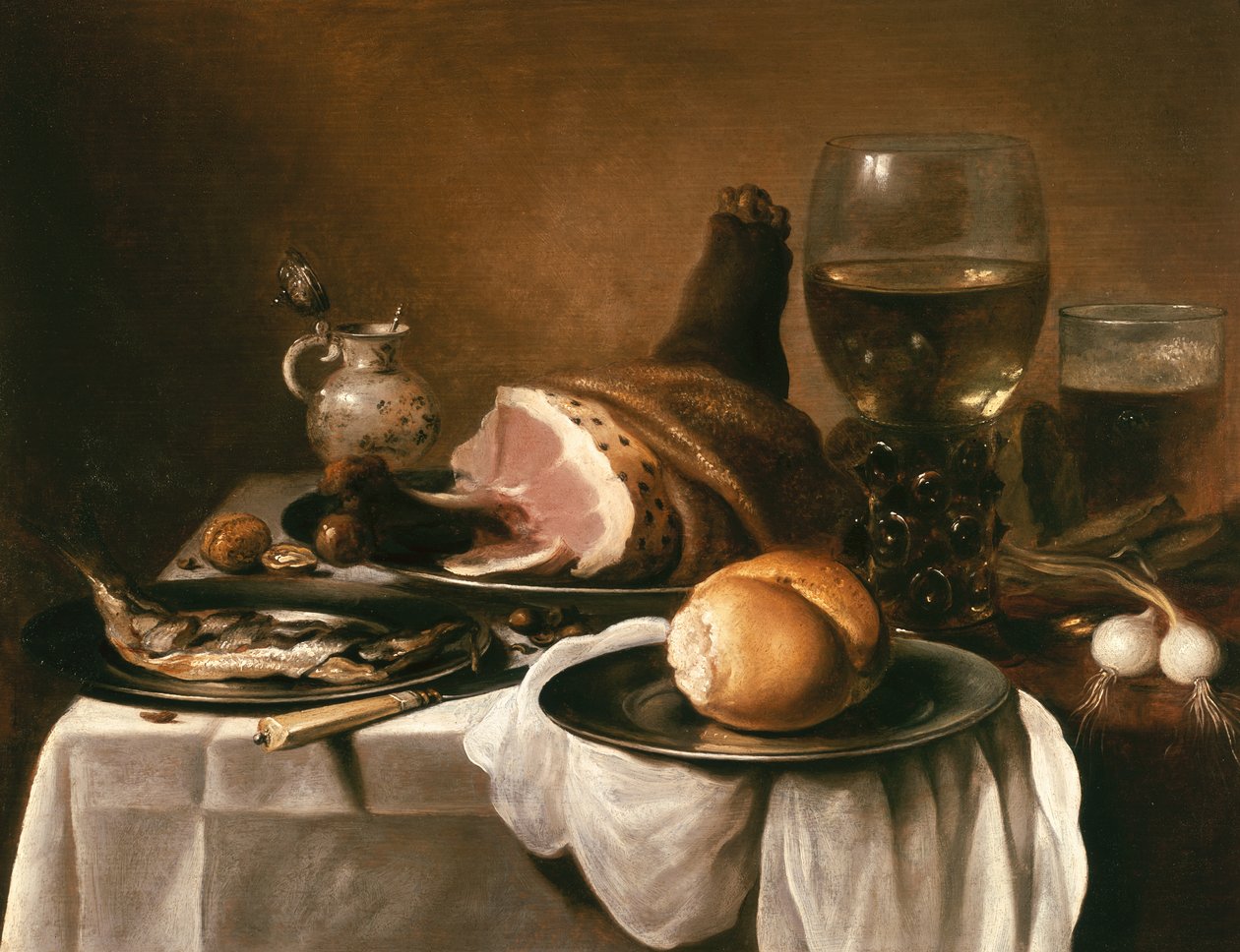 Natura morta con prosciutto da Pieter Claesz